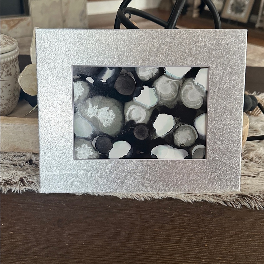 Hand crafted original black and silver alcohol ink painting